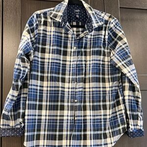 Chaps Navy and White Plaid Shirt